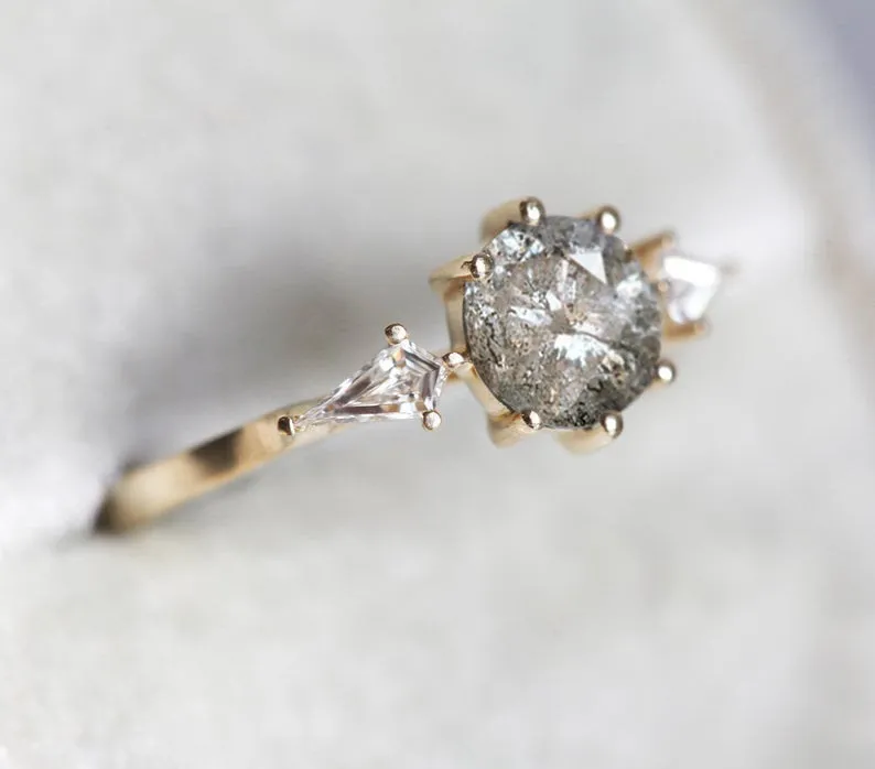 JOLIE ROUND SALT & PEPPER DIAMOND RING view 8