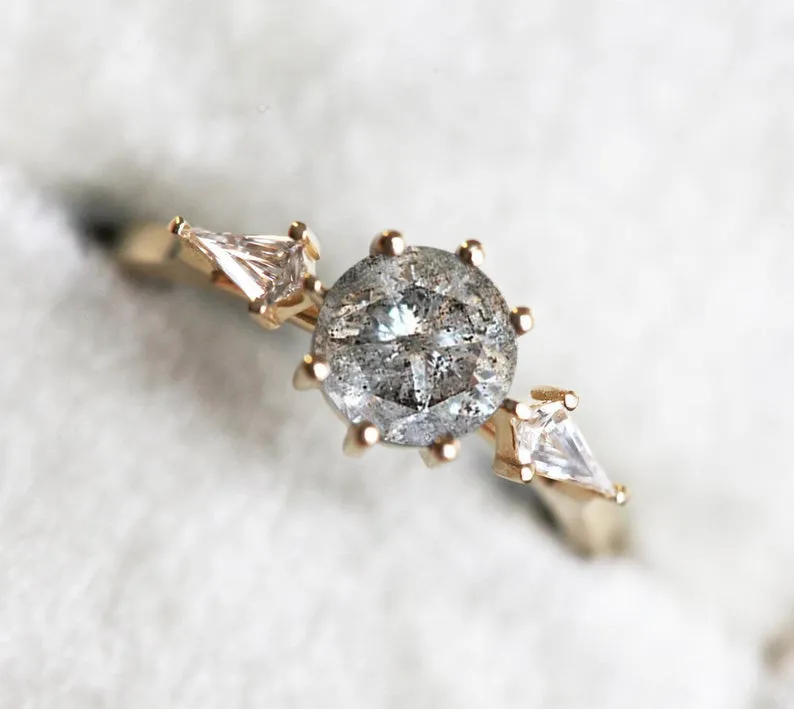 JOLIE ROUND SALT & PEPPER DIAMOND RING view 9