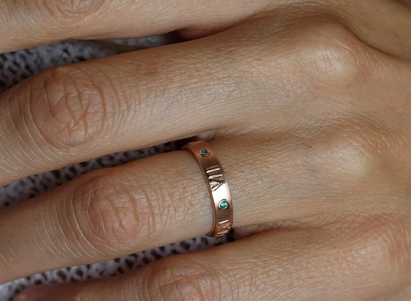 Jordan Rose Gold Wedding Ring, Roman Numerals Ring view 4
