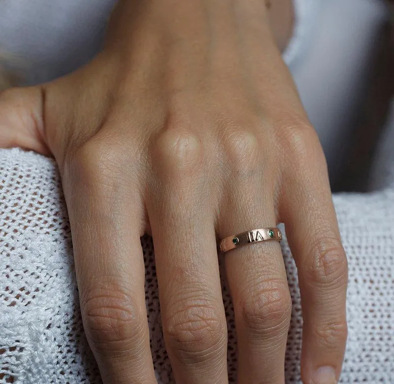 Jordan Rose Gold Wedding Ring, Roman Numerals Ring view 5