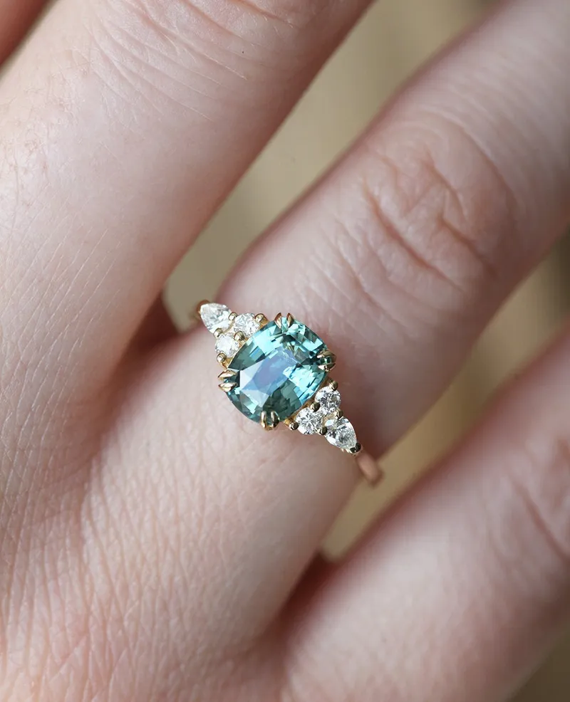 Judy Mint Sapphire Diamond Ring view 2
