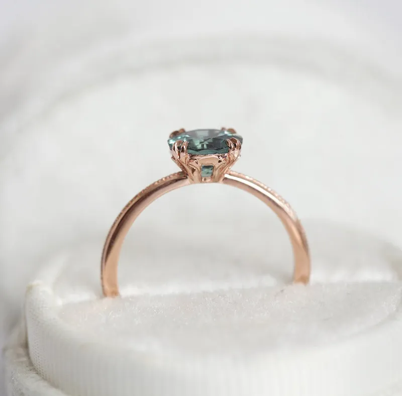 Julia Teal Sapphire Ring vy 2