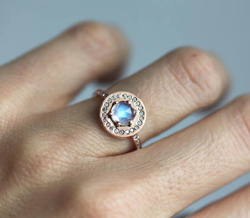 Junia Round Moonstone Ring view 2