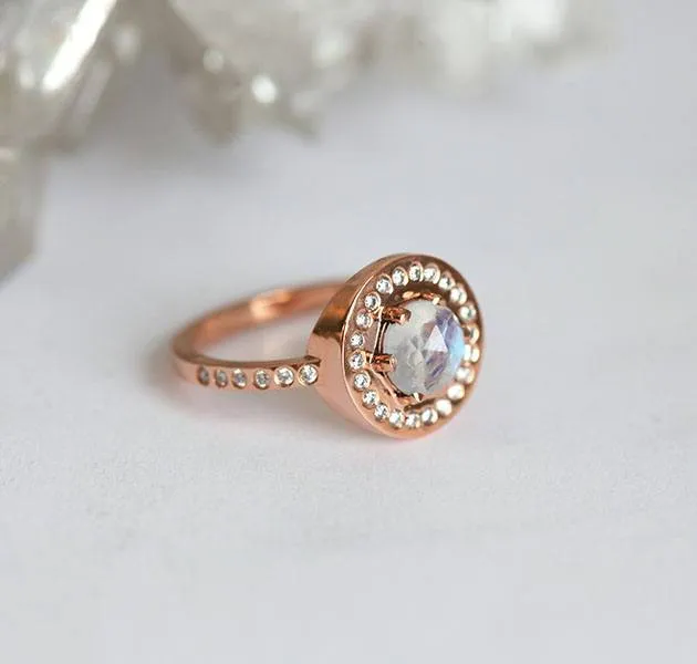 Junia Round Moonstone Ring view 4