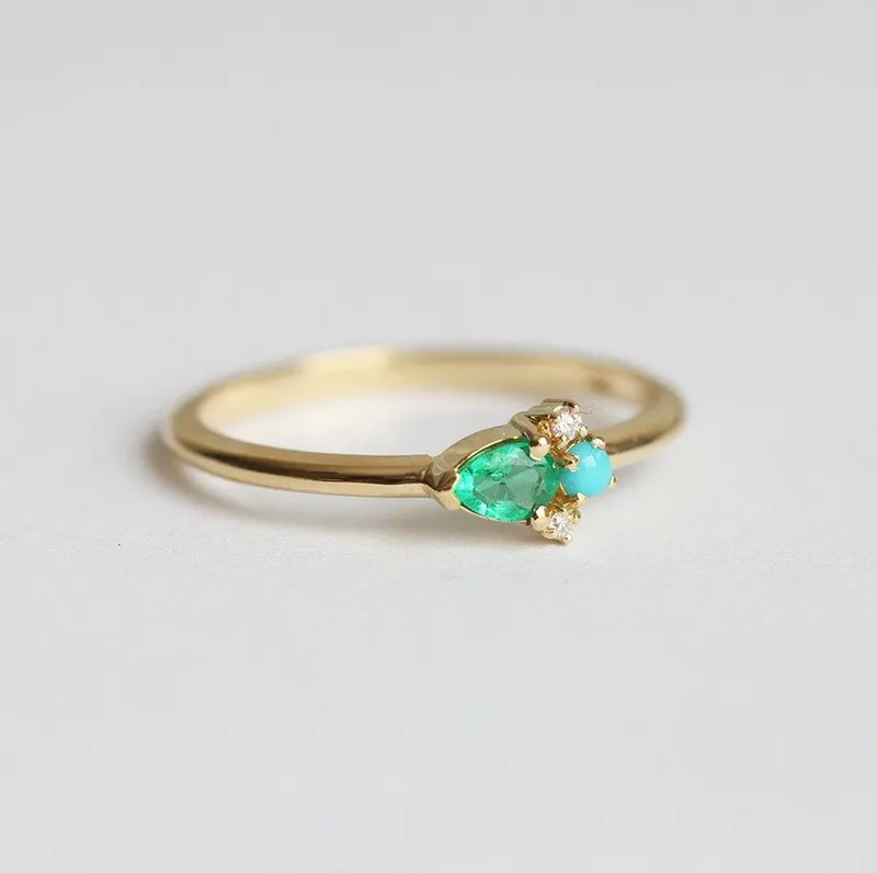 Juno Pear Emerald Cluster Ring vy 2