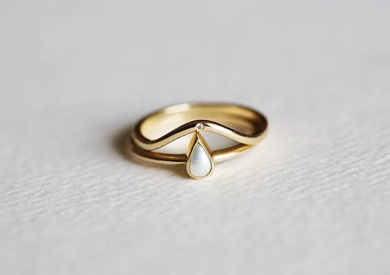 Kamari Pear-Shaped Pearl Ring Set view 2
