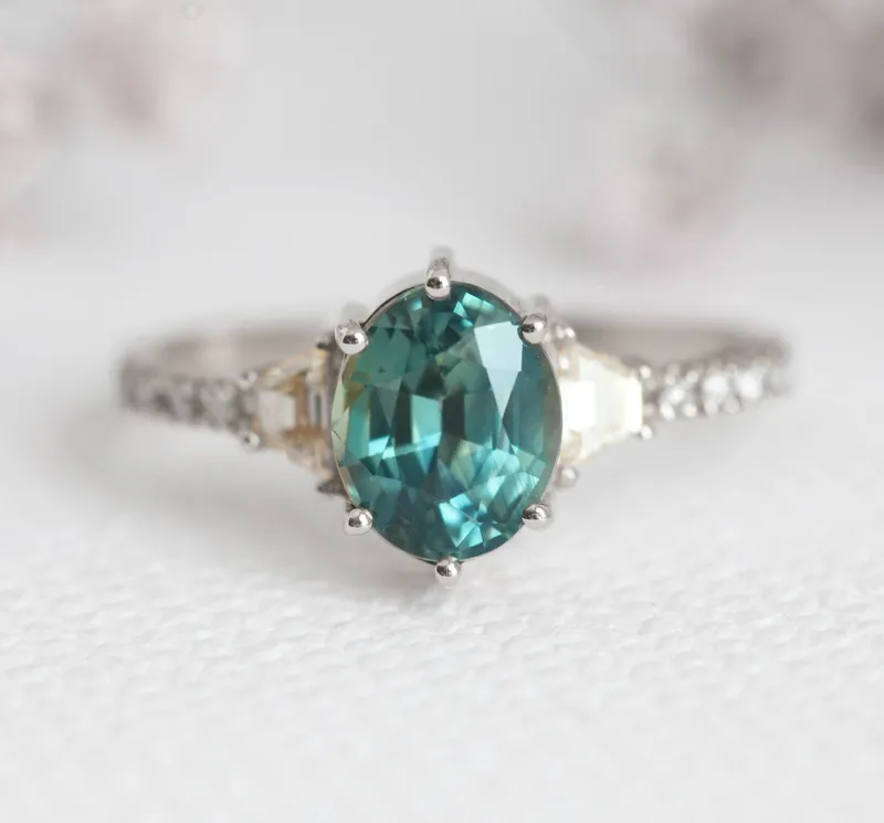 KASIA TEAL SAPPHIRE DIAMOND RING vy 12