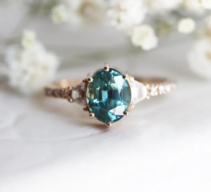 KASIA TEAL SAPPHIRE DIAMOND RING vy 7