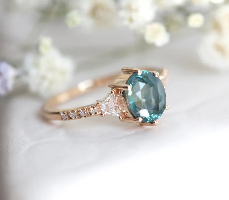 KASIA TEAL SAPPHIRE DIAMOND RING vy 9