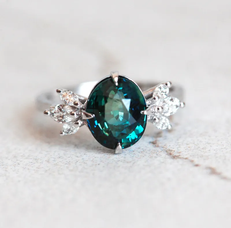 KATIE OVAL SAPPHIRE DIAMOND RING view 2