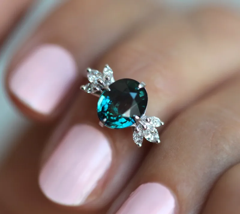 KATIE OVAL SAPPHIRE DIAMOND RING view 5