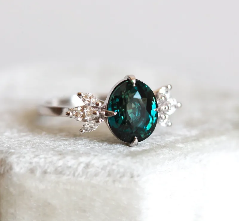 KATIE OVAL SAPPHIRE DIAMOND RING view 6