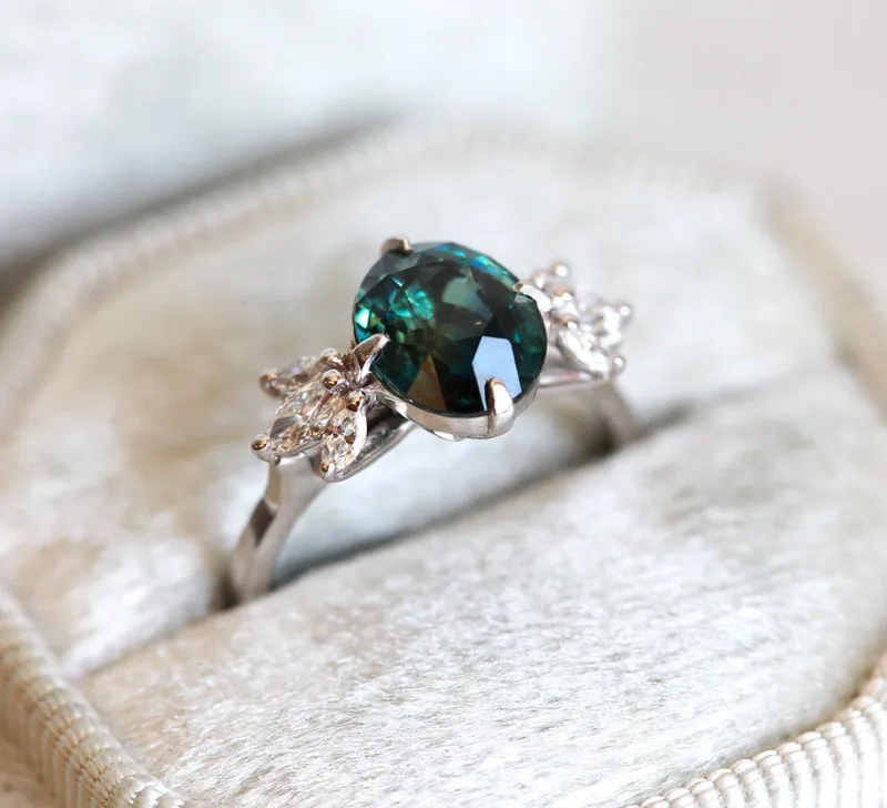KATIE OVAL SAPPHIRE DIAMOND RING view 7