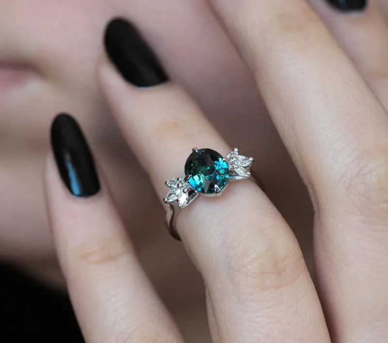 KATIE OVAL SAPPHIRE DIAMOND RING view 8