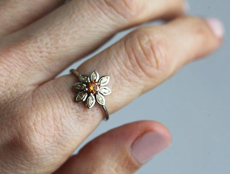 Katy Orange Diamond Ring, Yellow Diamond Ring view 5