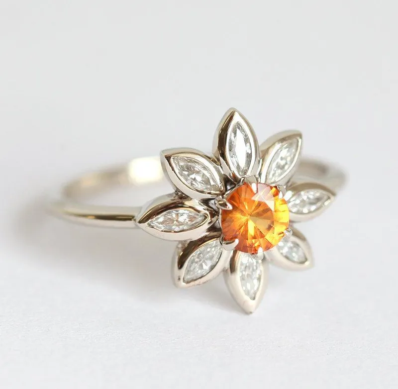 Katy Orange Diamond Ring, Yellow Diamond Ring view 7