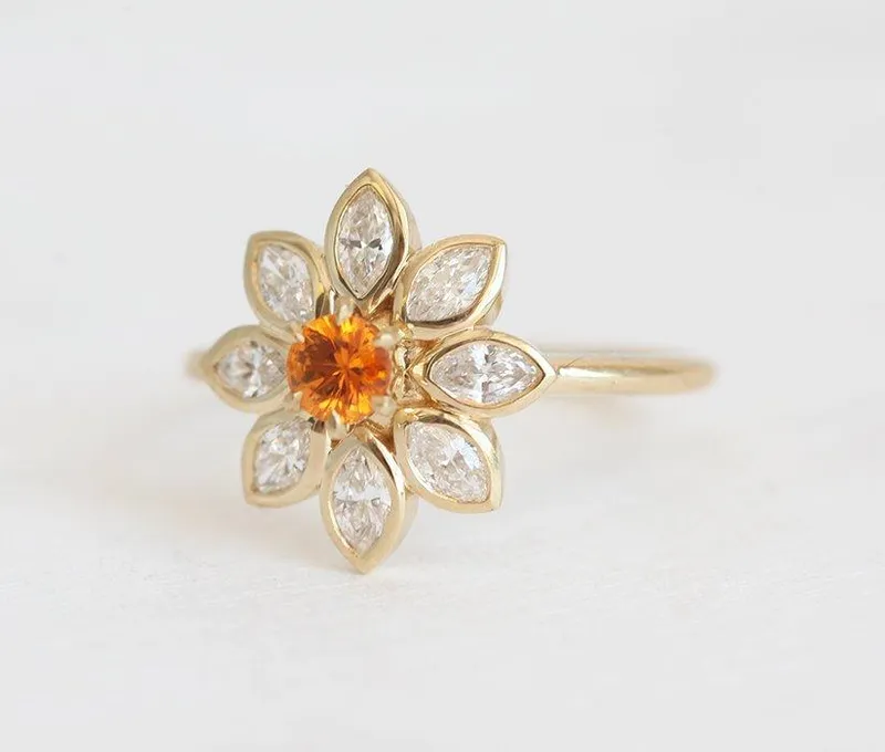 Katy Round Sapphire Diamond Ring vy 2