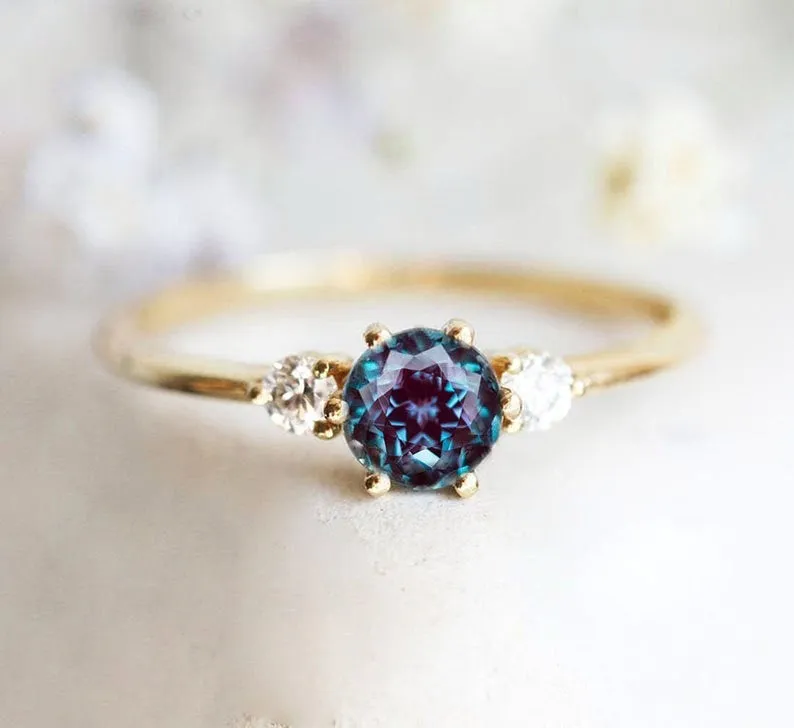 Kelly Alexandrite Ring round cut engagement ring