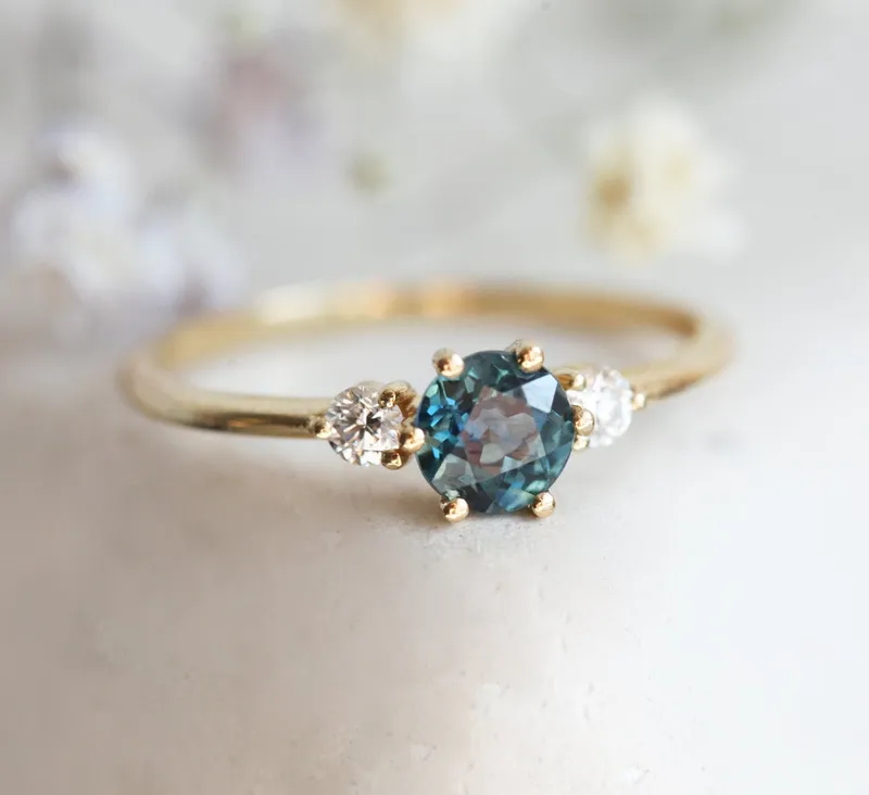 Kelly Blue Sapphire Diamond Ring vy 2