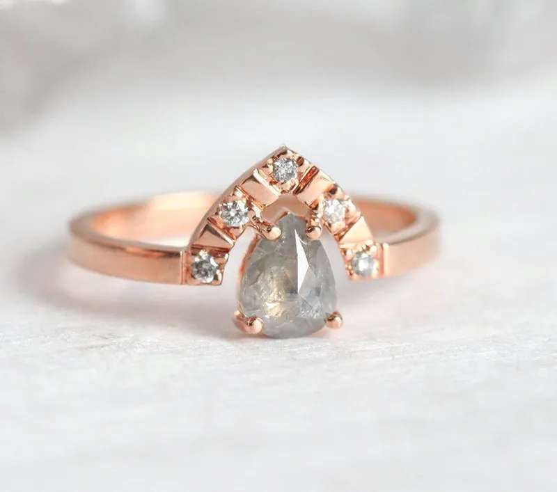 KELSEY PEAR SALT & PEPPER DIAMOND RING view 11