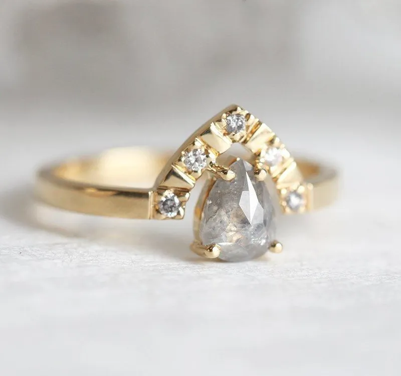 KELSEY PEAR SALT & PEPPER DIAMOND RING view 2
