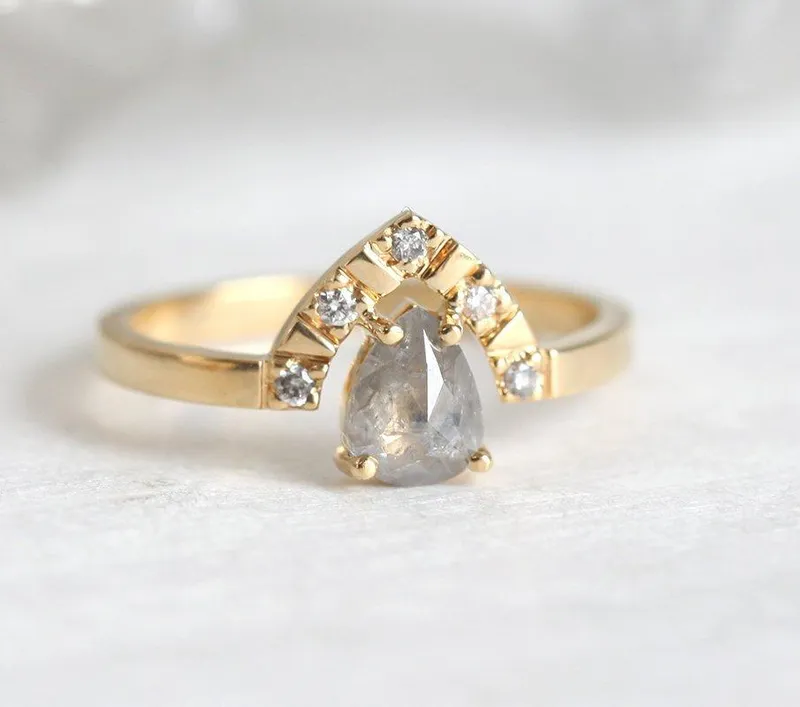 KELSEY PEAR SALT & PEPPER DIAMOND RING view 5