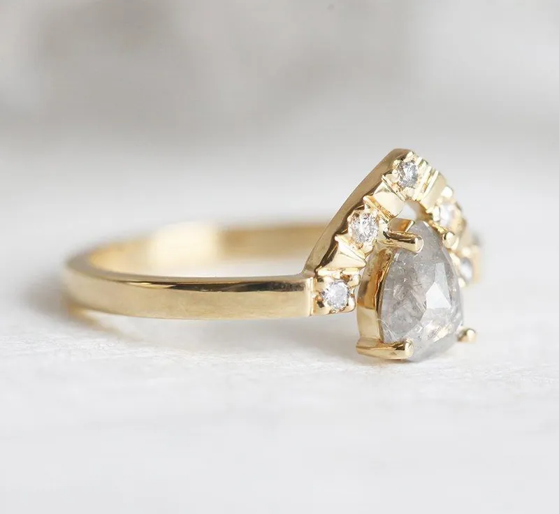 KELSEY PEAR SALT & PEPPER DIAMOND RING view 6