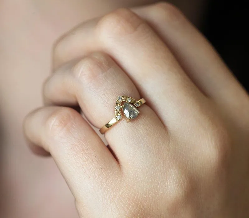 KELSEY PEAR SALT & PEPPER DIAMOND RING view 7