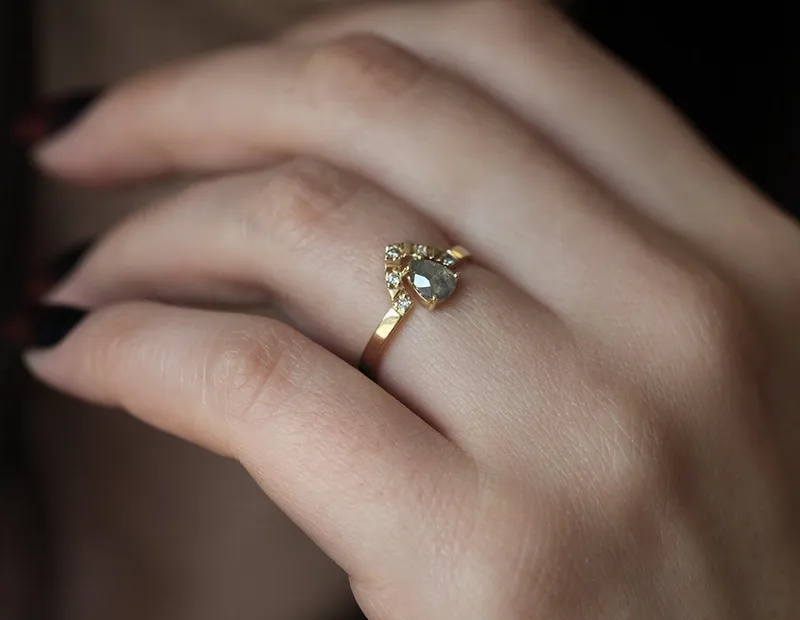 KELSEY PEAR SALT & PEPPER DIAMOND RING view 9