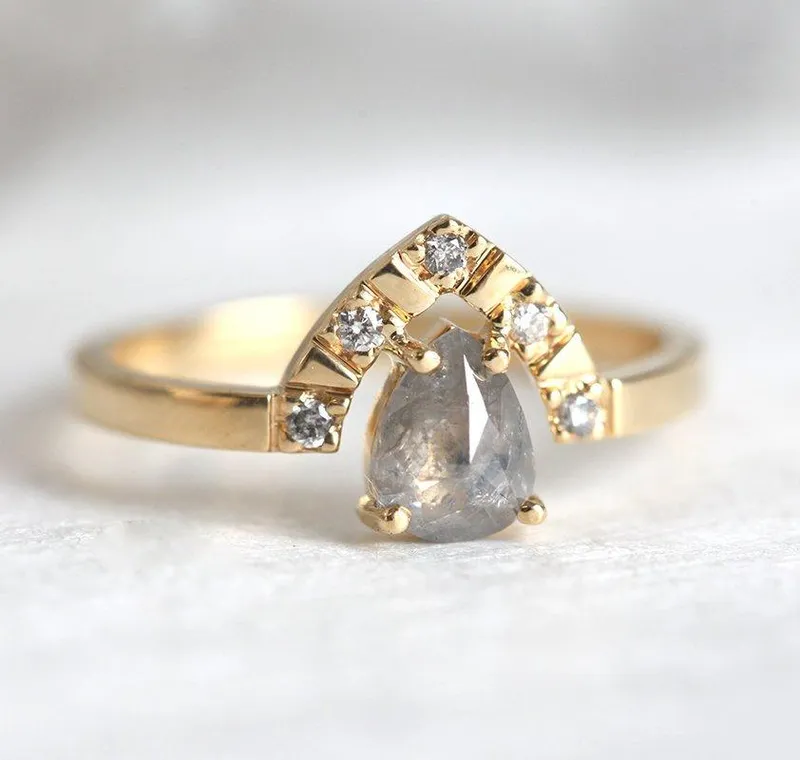 KELSEY PEAR SALT & PEPPER DIAMOND RING diamond pear cut engagement ring