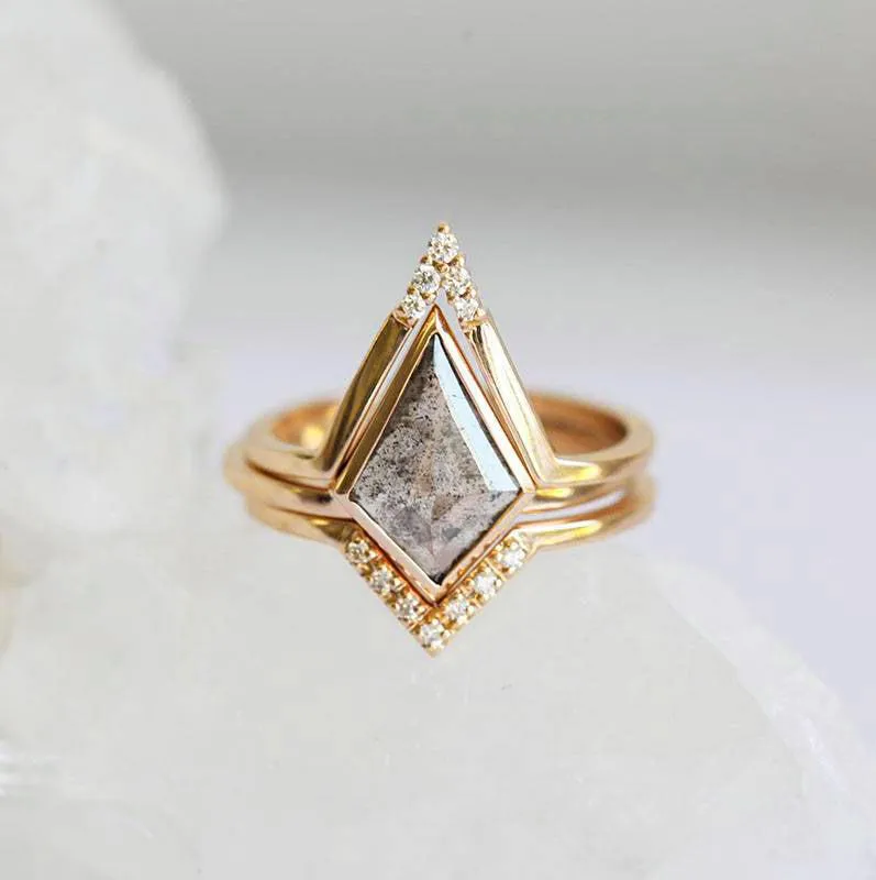 Kendall Kite Salt & Pepper Diamond Ring Set view 11