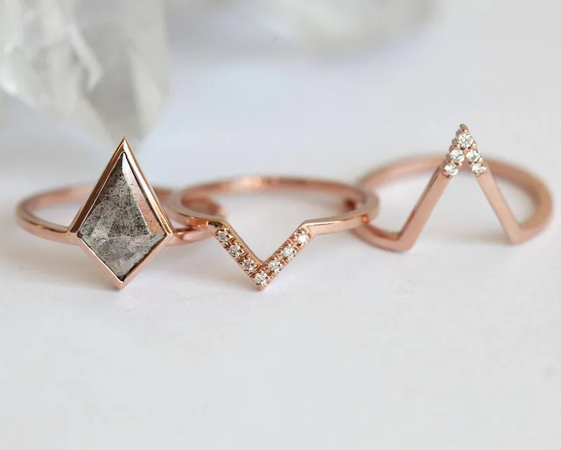 Kendall Kite Salt & Pepper Diamond Ring Set view 3