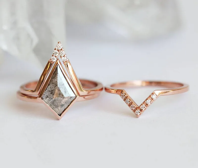 Kendall Kite Salt & Pepper Diamond Ring Set view 4
