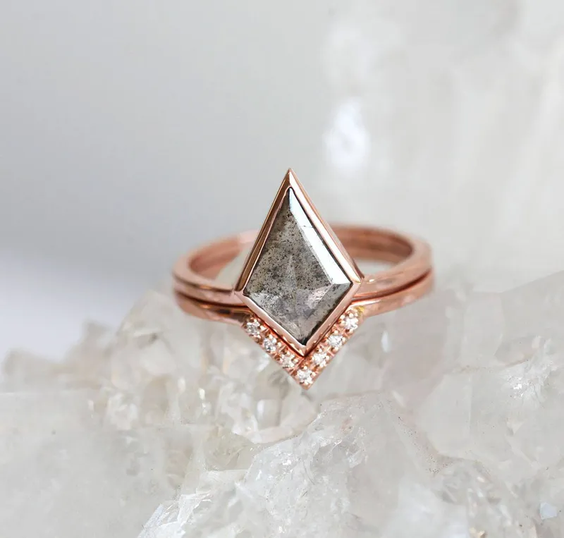 Kendall Kite Salt & Pepper Diamond Ring Set view 6