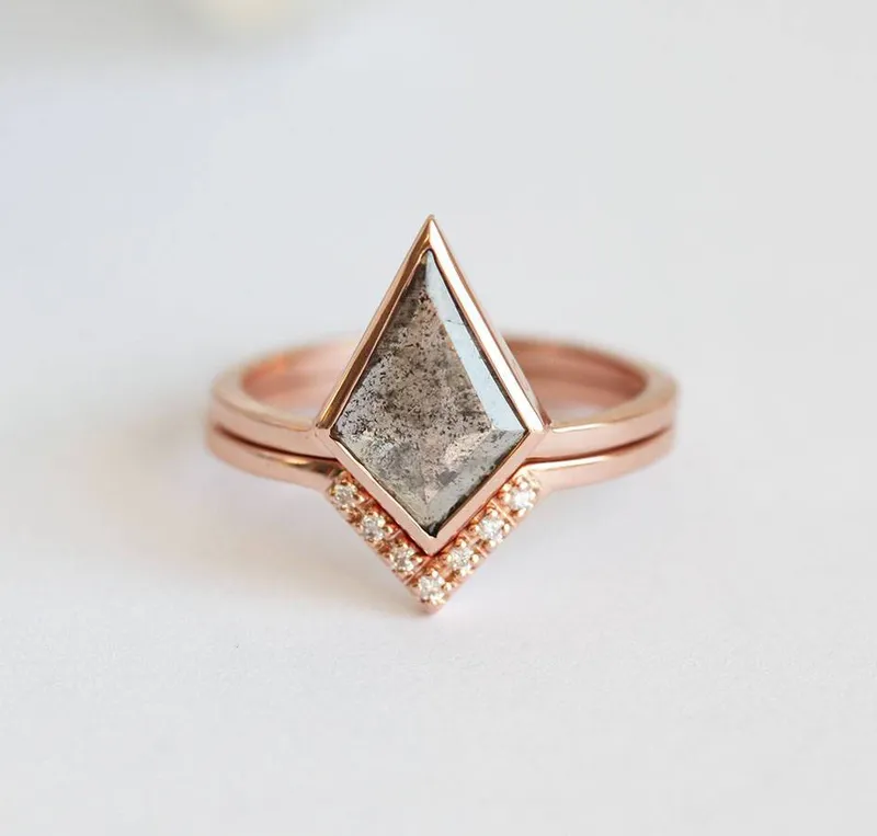 Kendall Kite Salt & Pepper Diamond Ring Set view 7