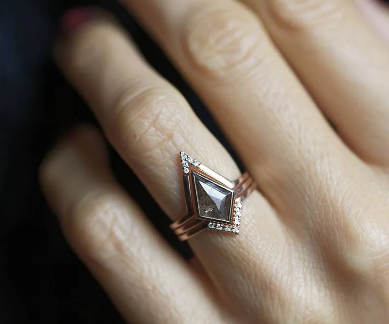 Kendall Kite Salt & Pepper Diamond Ring Set view 8
