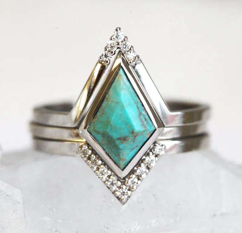 Kerry Kite Moonstone Diamond Ring Set view 3
