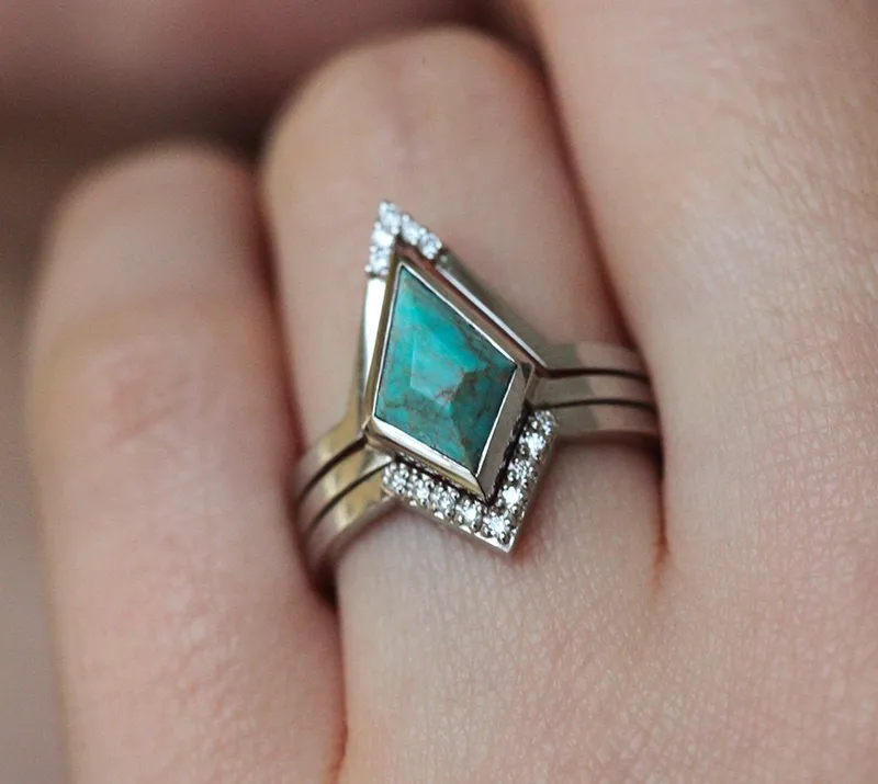 Kerry Kite Moonstone Diamond Ring Set view 4