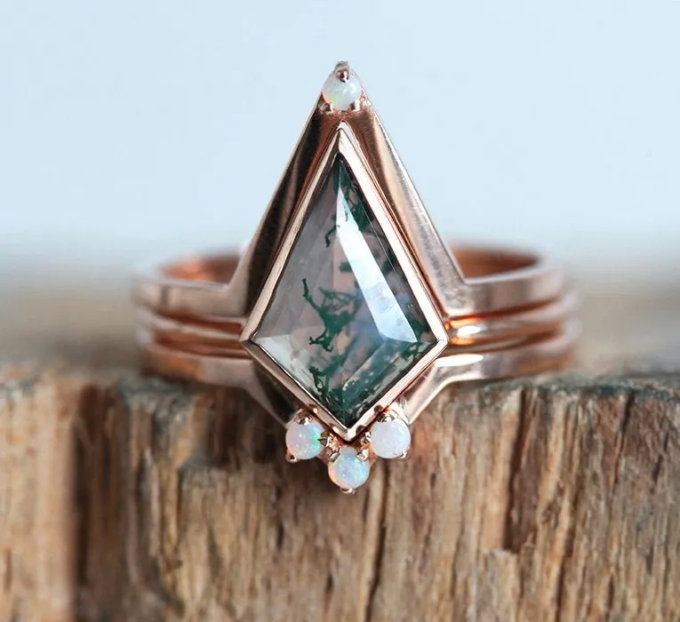 Kerry Kite Moonstone Diamond Ring Set view 6