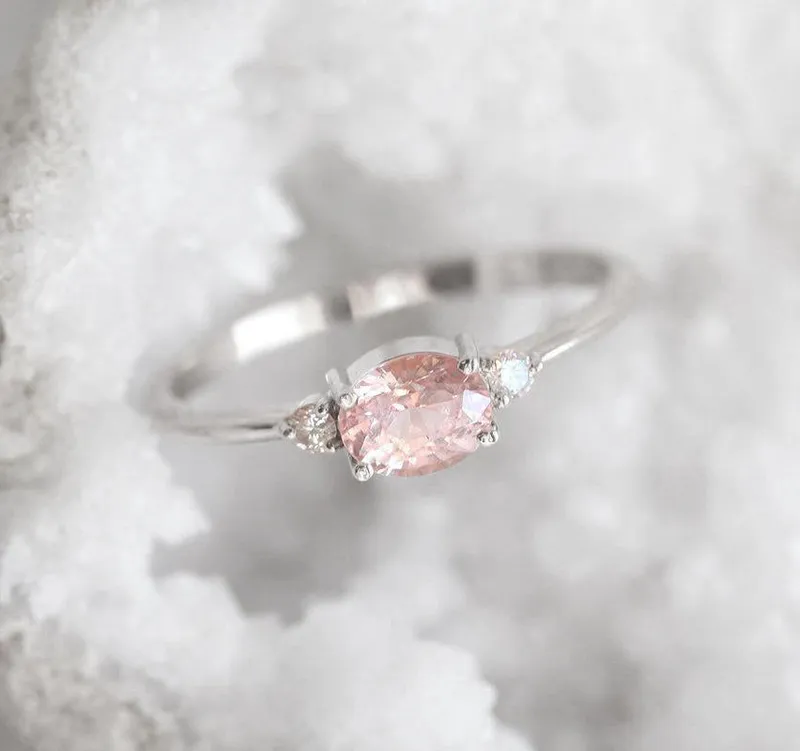 Keya Peach Sapphire Diamond Ring view 12