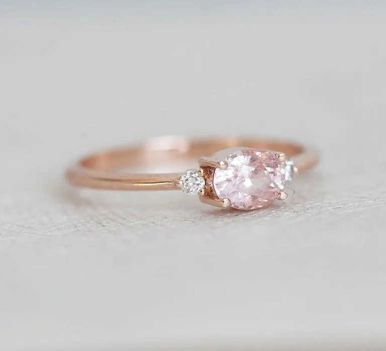 Keya Peach Sapphire Diamond Ring view 2