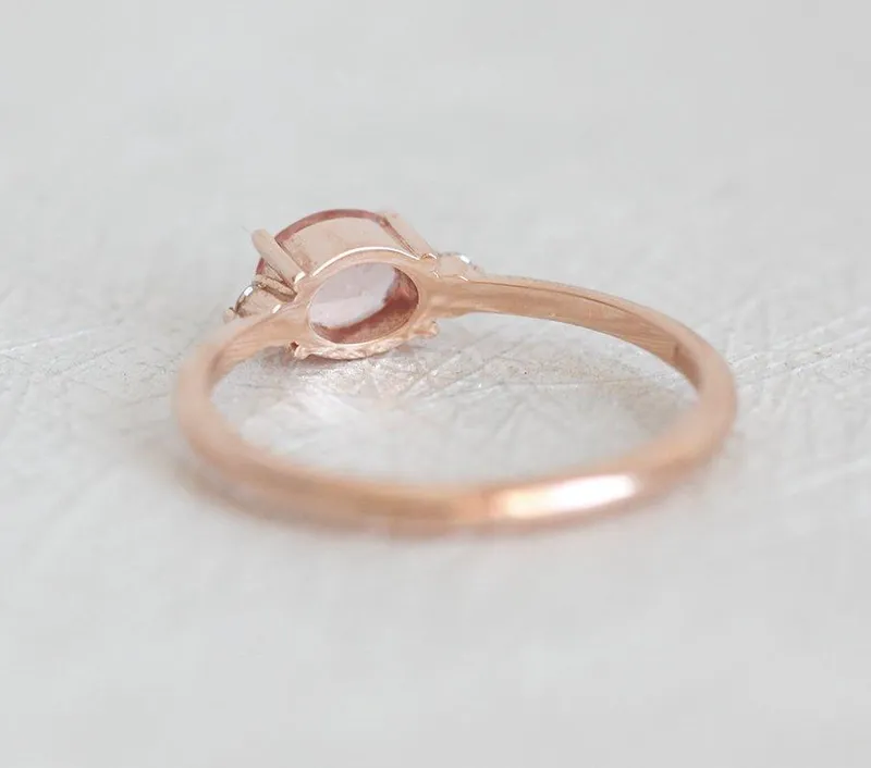 Keya Peach Sapphire Diamond Ring view 5