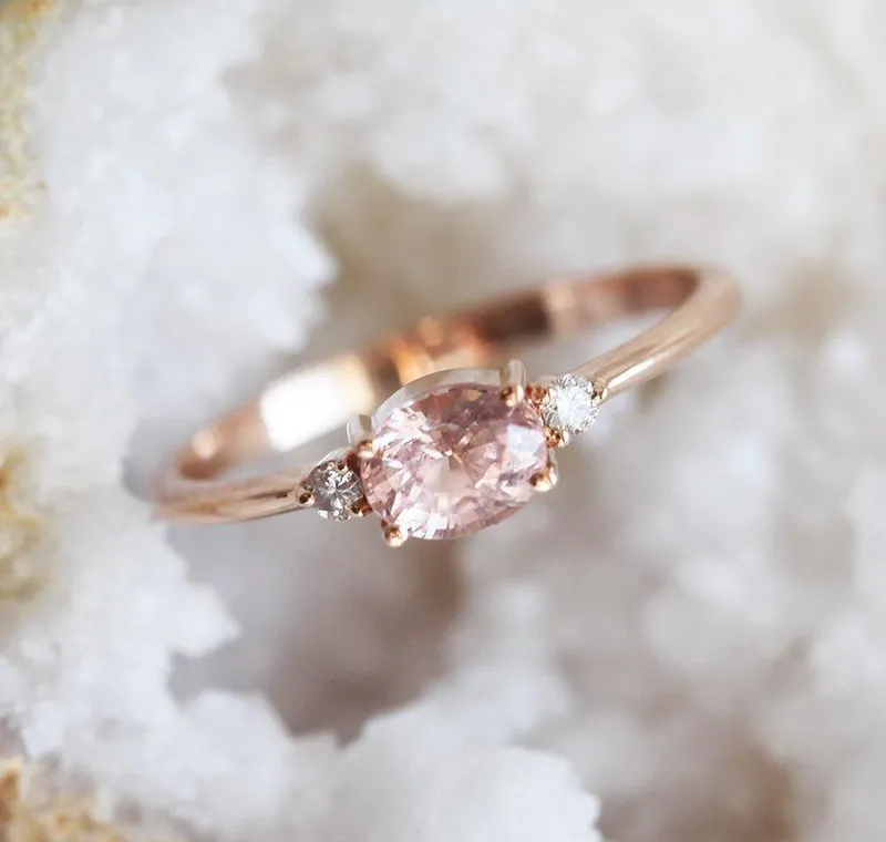 Keya Peach Sapphire Diamond Ring view 8