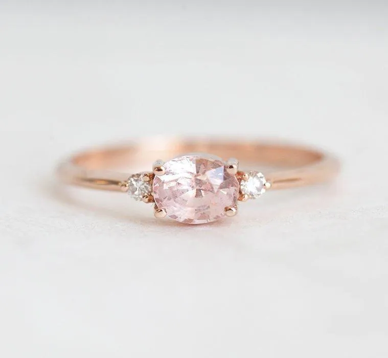 Keya Peach Sapphire Diamond Ring sapphire oval cut engagement ring