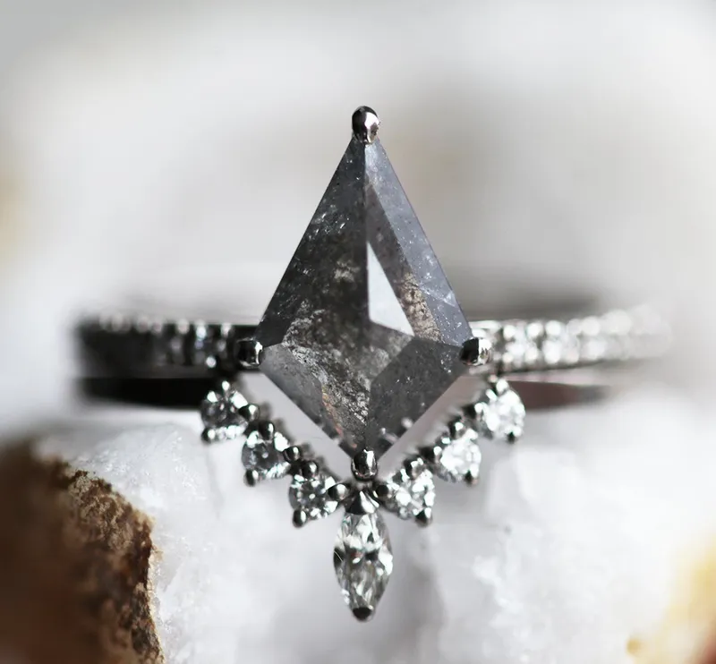 KIARA KITE SALT & PEPPER DIAMOND RING SET vy 5