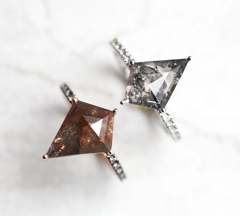 KIARA KITE SALT & PEPPER DIAMOND RING SET vy 7