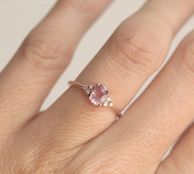 Kinjal Peach Pink Sapphire Diamond Ring view 5
