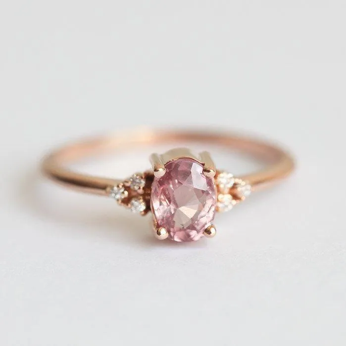 Kinjal Peach Pink Sapphire Diamond Ring view 6