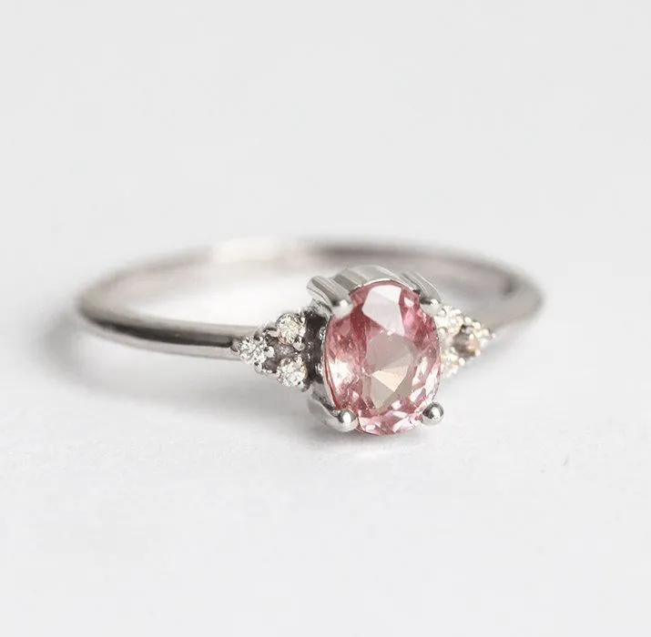 Kinjal Peach Pink Sapphire Diamond Ring view 9