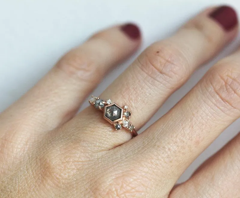 Kirby Hexagon Diamond Cluster Ring view 3